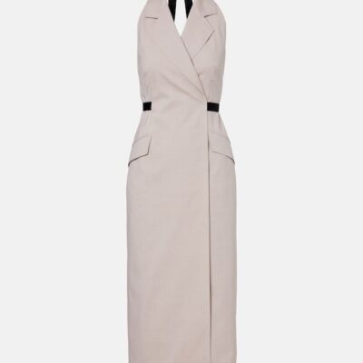 Max Mara Cime Cotton And Wool Canvas Midi Dress
