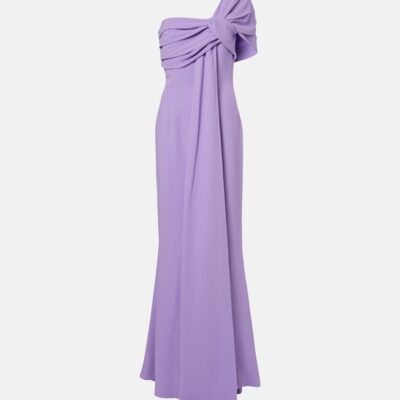 Elie Saab Draped One-Shoulder Silk-Blend Cady Gown