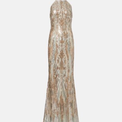 Elie Saab Sequined Silk-Blend Gown