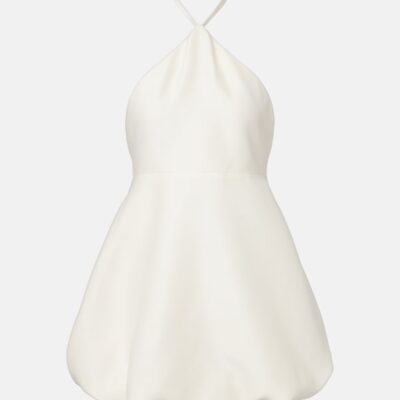 Balenciaga Halterneck Peplum Wool And Silk Minidress