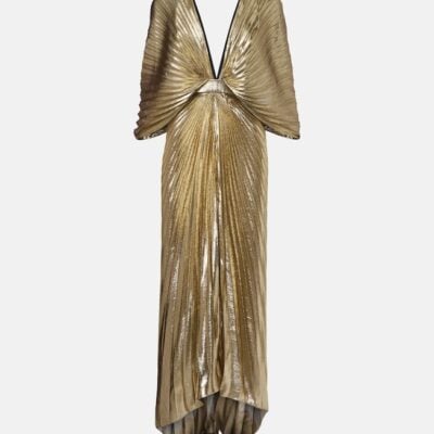 Roberto Cavalli Asymmetric Silk-Blend Lamé Gown