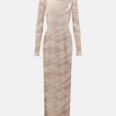 Roberto Cavalli Printed Sheer Maxi Dress