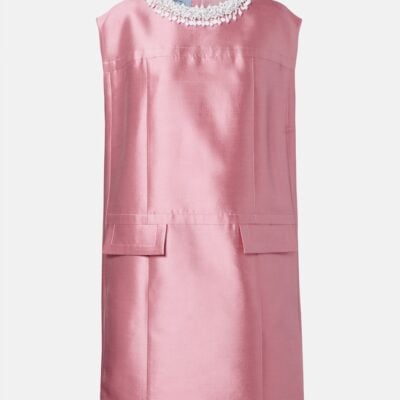 Prada Embellished Wool And Silk Minidress