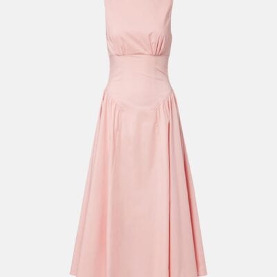 Staud Gwen Cotton Poplin Midi Dress