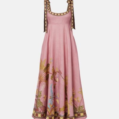 Alémais Zuri Ballet Printed Linen Maxi Dress