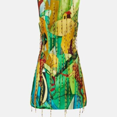 Alémais Mokshini Beaded Linen-Blend Minidress