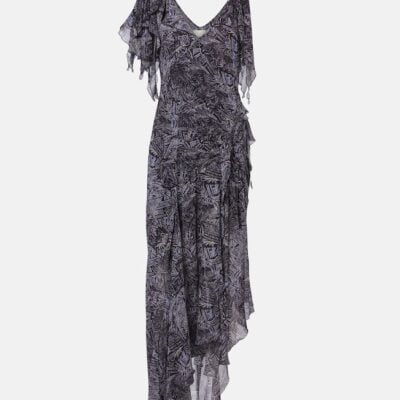 Isabel Marant Tylena Printed Silk Georgette Ruffled Midi Dress