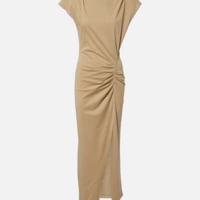 Isabel Marant Nadela Gathered Cotton Jersey Midi Dress