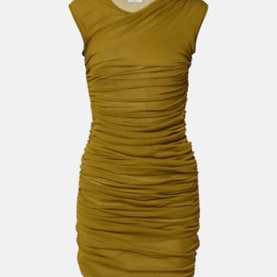 Saint Laurent Ruched Tulle Jersey Minidress