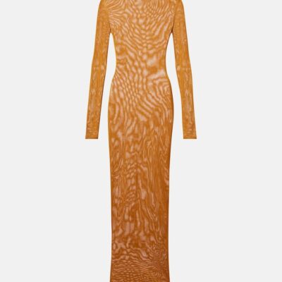 Saint Laurent Knitted Semi-Sheer Maxi Dress