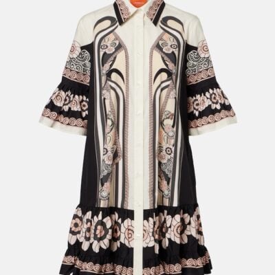 La Doublej Choux Printed Cotton Poplin Shirt Dress