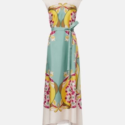 La Doublej San Carlo Printed Silk Satin Midi Dress