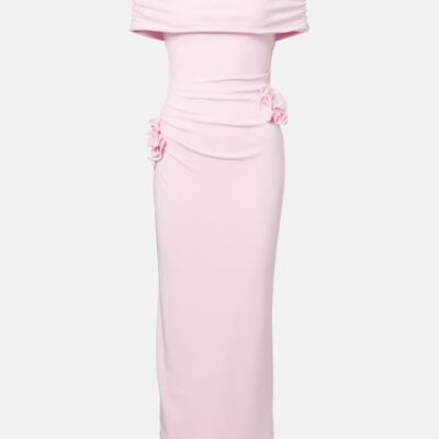 Roland Mouret Floral-Appliqué Jersey Midi Dress