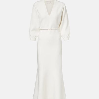 Roland Mouret Cutout Knitted Belted Midi Dress