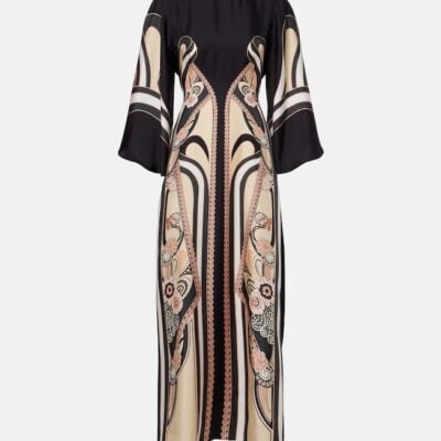 La Doublej Sorella Printed Silk Maxi Dress