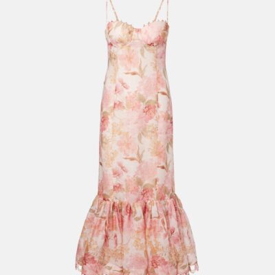 Zimmermann Como Floral Linen And Silk Midi Dress