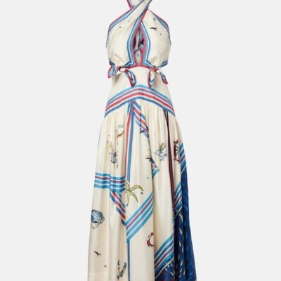 Alémais Apollo Printed Silk Midi Dress