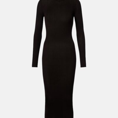 Prada Ribbed-Knit Virgin Wool Midi Dress
