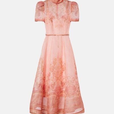 Zimmermann Belted Paisley Linen And Silk Midi Dress