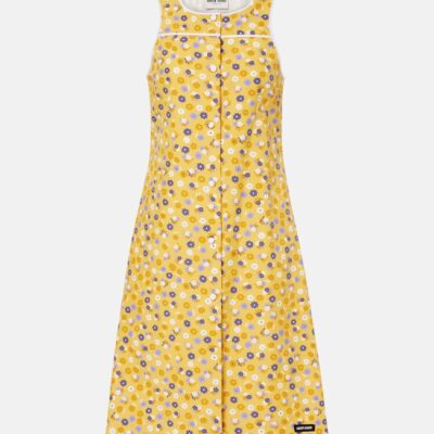 Miu Miu Floral Cotton Poplin Midi Dress