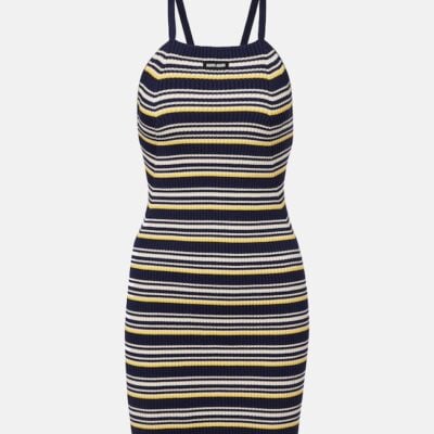 Miu Miu Striped Open-Back Cotton-Blend Minidress