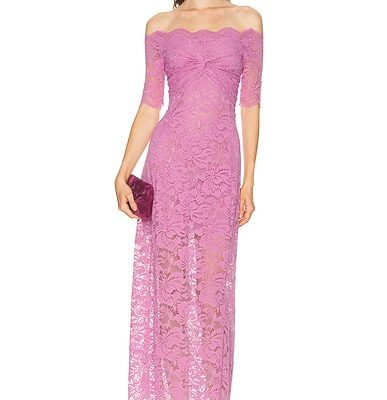 RABANNE Off The Shoulder Lace Maxi Dress