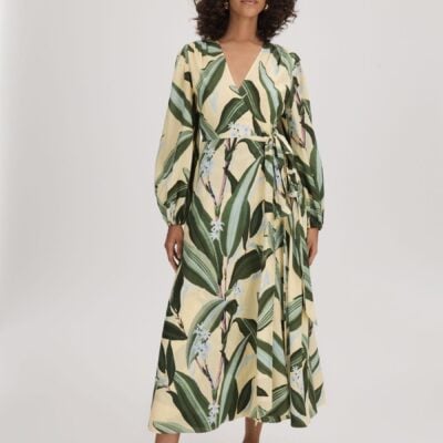 Florere Printed Wrap Midi Dress
