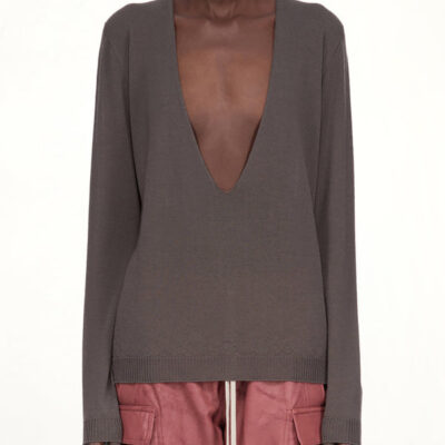 Rick Owens Extreme V Neck Pull in Dark Dust / Xs