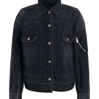 Sacai Denim & Nylon Twill Jacket in Black / 1