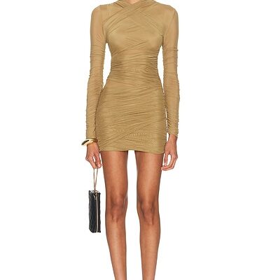 SEROYA Moxey Ruched Mesh Mini Dress