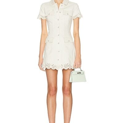 self-portrait Broderie Denim Mini Dress