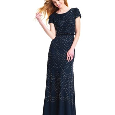 Adrianna Papell Blue Beaded Dress