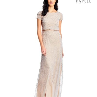 Adrianna Papell Nude Beaded Dress