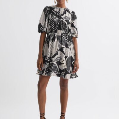 Florere Polka Dot Puff Sleeve Mini Dress