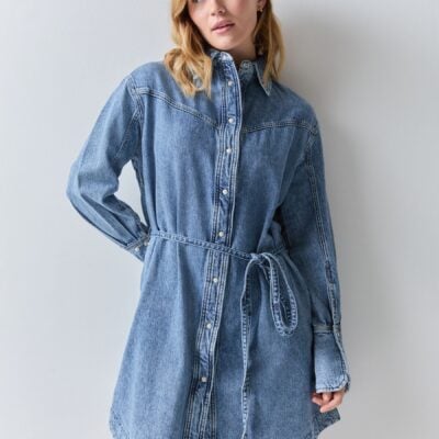 BOSS Blue Denim Button Through Shirt Dress