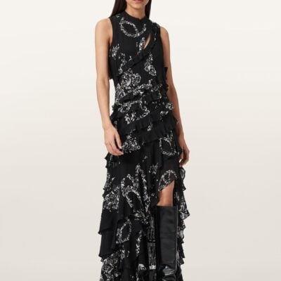 AllSaints Black Cady Dress