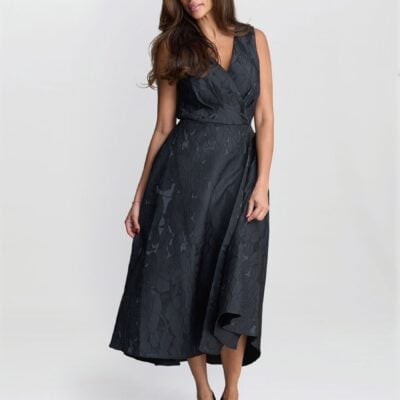 Gina Bacconi Black Sandie Jacquard Dress