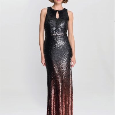 Gina Bacconi Black Tallulah Ombre Sequin Maxi Dress