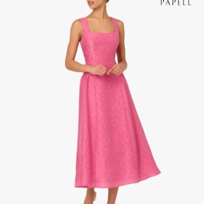Adrianna Papell Pink Textured Jacquard Dress