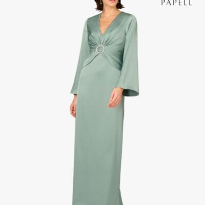 Adrianna Papell Green Aidan Mattox Satin Long Dress
