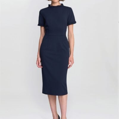 Gina Bacconi Blue Anita Structured Sheath Dress