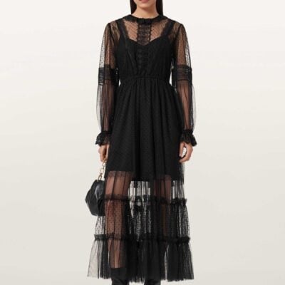 AllSaints Black Nita Long Sleeve Dress