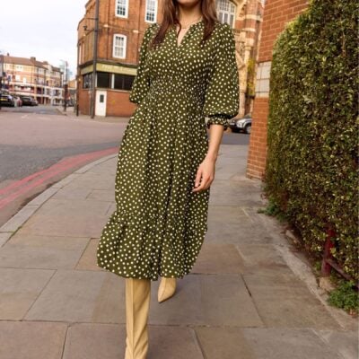 Baukjen Green Christine Printed Midi Dress