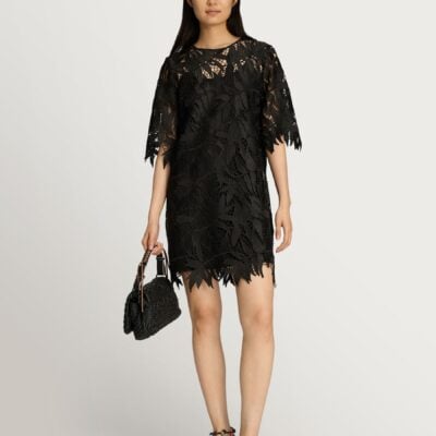 Munthe Black Bisol Floral Lace Mini Dress