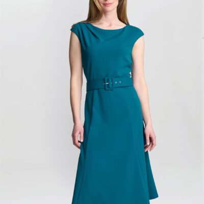 Gina Bacconi Blue Mary Belted Dress