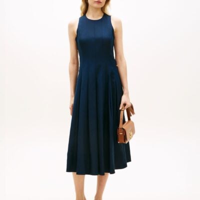 Tommy Hilfiger Blue Linen Blend Midi Dress