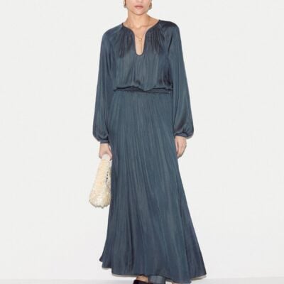 Jigsaw Blue Satin U Neck Dress