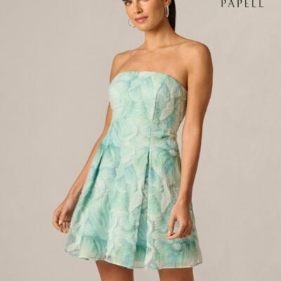 Adrianna Papell Green Soutache Embroidery Mini Dress