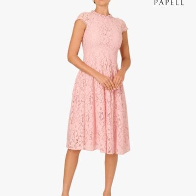 Adrianna Papell Pink Embellished Lace Dress