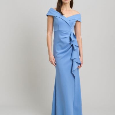 Gina Bacconi Blue Victoria Maxi Dress With Side Ruching